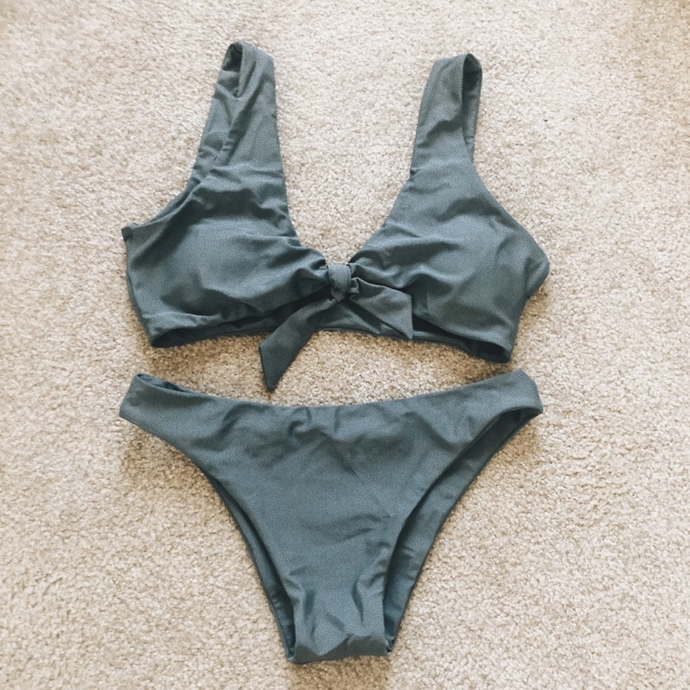 Zaful Seafoam Green Tie Bikini